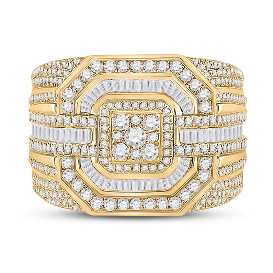 14k Yellow Gold Mens Baguette Diamond Cluster Ring 3 Cttw
