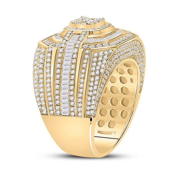 14k Yellow Gold Mens Baguette Diamond Cluster Ring 3 Cttw