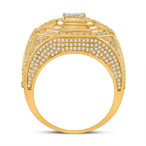 14k Yellow Gold Mens Baguette Diamond Cluster Ring 3 Cttw