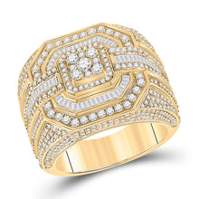  14k Yellow Gold Mens Baguette Diamond Cluster Ring 3 Cttw
