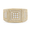 14k Yellow Gold Mens Baguette Diamond Statement Square Ring 2-1/4 Cttw