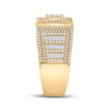 14k Yellow Gold Mens Baguette Diamond Statement Square Ring 2-1/4 Cttw