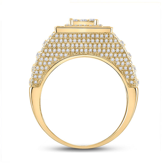 14k Yellow Gold Mens Baguette Diamond Statement Square Ring 2-1/4 Cttw