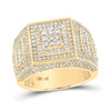 14k Yellow Gold Mens Baguette Diamond Statement Square Ring 2-1/4 Cttw