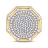 14k Yellow Gold Mens Round Diamond Octagon Cluster Ring 2-3/4 Cttw