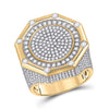 14k Yellow Gold Mens Round Diamond Octagon Cluster Ring 2-3/4 Cttw