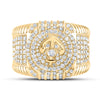 14k Yellow Gold Mens Round Diamond Anchor Fashion Ring 2-1/3 Cttw