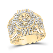  14k Yellow Gold Mens Round Diamond Anchor Fashion Ring 2-1/3 Cttw