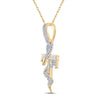 10k Yellow Gold Mens Baguette Diamond Snake Ankh Cross Charm Pendant 1-1/5 Cttw