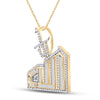 10k Yellow Gold Mens Baguette Diamond Allah Islam Charm Pendant 1-1/4 Cttw