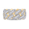 10k Yellow Gold Mens Baguette Diamond Cuban Link Band Ring 2-1/3 Cttw