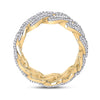 10k Yellow Gold Mens Baguette Diamond Cuban Link Band Ring 2-1/3 Cttw