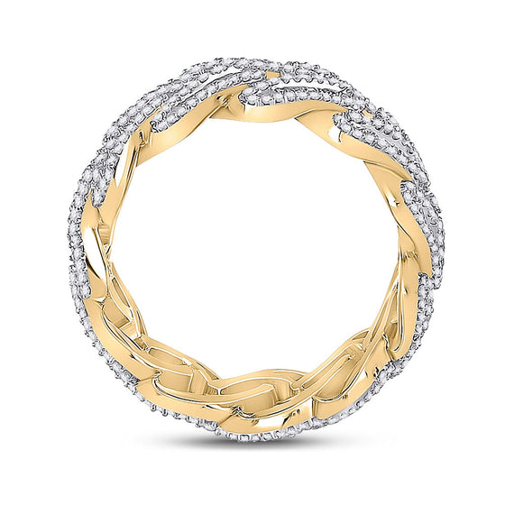 10k Yellow Gold Mens Baguette Diamond Cuban Link Band Ring 2-1/3 Cttw