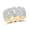 10k Yellow Gold Mens Baguette Diamond Cuban Link Band Ring 2-1/3 Cttw