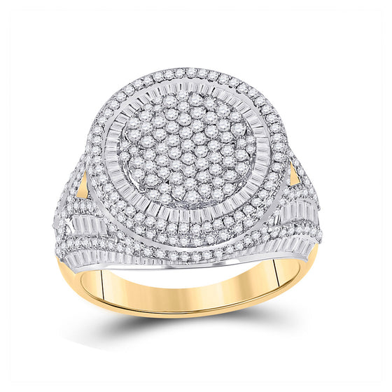 10k Yellow Gold Mens Baguette Diamond Circle Ring 3-3/4 Cttw