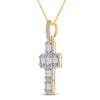 10k Yellow Gold Mens Baguette Diamond Cross Charm Pendant 1-7/8 Cttw