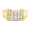 10k Yellow Gold Mens Round Diamond Double Row Band Ring 7/8 Cttw