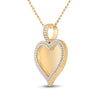 14k Yellow Gold Mens Round Diamond Heart Picture Memory Pendant 2-1/2 Cttw