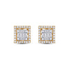 14k Yellow Gold Womens Baguette Diamond Square Earrings 3/8 Cttw