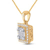 14k Yellow Gold Womens Baguette Diamond Square Pendant 1/5 Cttw