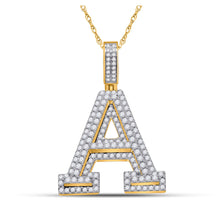  10k Yellow Gold Mens Round Diamond A Initial Letter Charm Pendant 1-3/4 Cttw