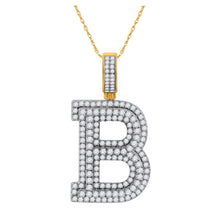  10k Yellow Gold Mens Round Diamond Initial B Letter Charm Pendant 2 Cttw