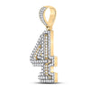 10k Yellow Gold Mens Round Diamond Number 4 Charm Pendant 1-3/8 Cttw