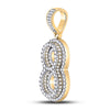 10k Yellow Gold Mens Round Diamond Number 8 Charm Pendant 1-5/8 Cttw