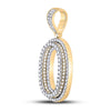 10k Yellow Gold Mens Round Diamond Number 0 Charm Pendant 1-5/8 Cttw