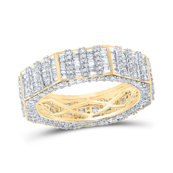 10k Yellow Gold Mens Baguette Diamond Octagon Band Ring 2-5/8 Cttw