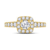 14k Yellow Gold Round Diamond Halo Bridal Wedding Engagement Ring 1-1/2 Cttw
