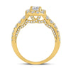 14k Yellow Gold Round Diamond Halo Bridal Wedding Engagement Ring 1-1/2 Cttw