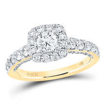  14k Yellow Gold Round Diamond Halo Bridal Wedding Engagement Ring 1-1/2 Cttw