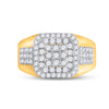 14k Yellow Gold Mens Round Diamond Square Ring 1-1/4 Cttw