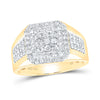 14k Yellow Gold Mens Round Diamond Square Ring 1-1/4 Cttw