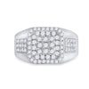 14k White Gold Mens Round Diamond Square Ring 1-1/4 Cttw