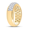 14k Yellow Gold Mens Round Diamond Pave Band Ring 1-1/2 Cttw