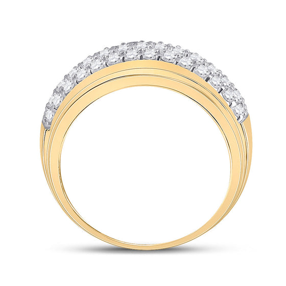 14k Yellow Gold Mens Round Diamond Pave Band Ring 1-1/2 Cttw
