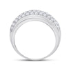 14k White Gold Mens Round Diamond Pave Band Ring 1-1/2 Cttw