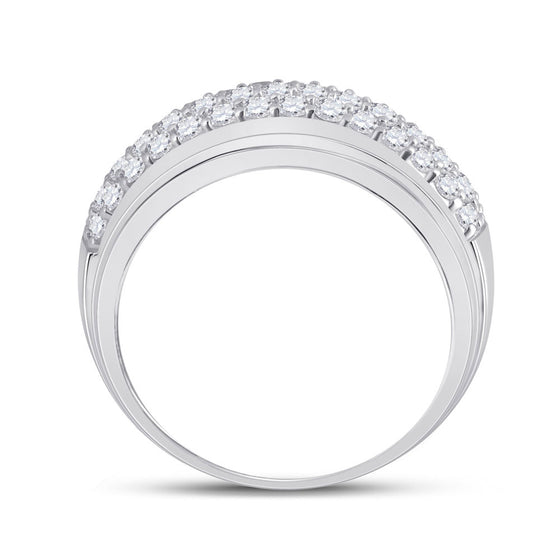 14k White Gold Mens Round Diamond Pave Band Ring 1-1/2 Cttw