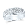 14k White Gold Mens Round Diamond Pave Band Ring 1-1/2 Cttw