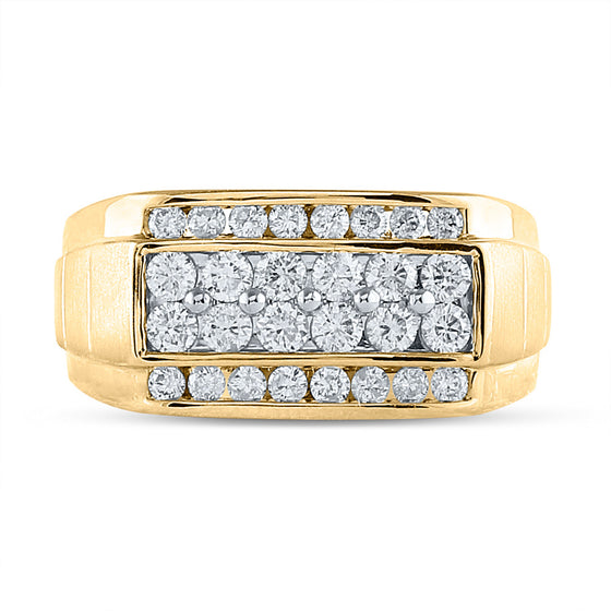14k Yellow Gold Mens Round Diamond Band Ring 1-1/2 Cttw
