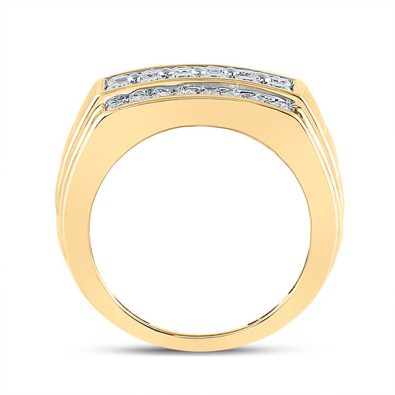 14k Yellow Gold Mens Round Diamond Band Ring 1-1/2 Cttw
