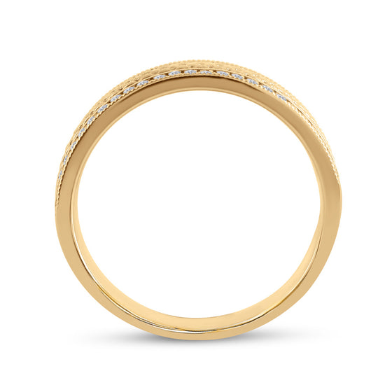 14k Yellow Gold Mens Round Diamond Wedding Brick Band Ring 1/3 Cttw