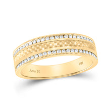  14k Yellow Gold Mens Round Diamond Wedding Brick Band Ring 1/3 Cttw