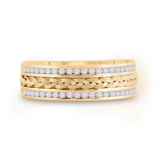 14k Yellow Gold Mens Round Diamond Wedding Braided Band Ring 1/2 Cttw
