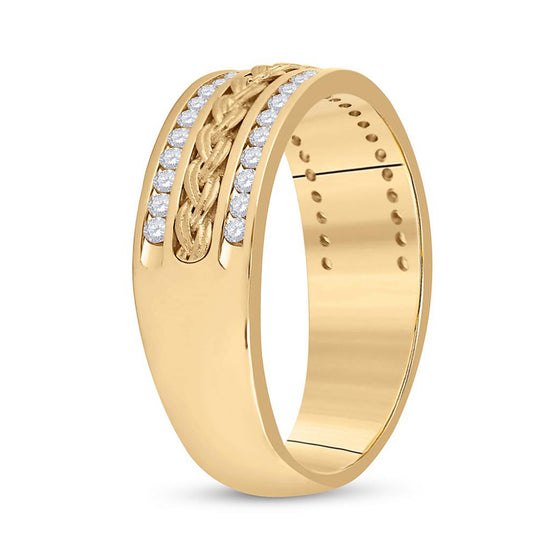 14k Yellow Gold Mens Round Diamond Wedding Braided Band Ring 1/2 Cttw