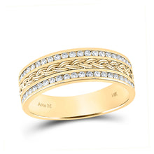  14k Yellow Gold Mens Round Diamond Wedding Braided Band Ring 1/2 Cttw