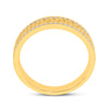 14k Yellow Gold Mens Round Diamond Wedding Brick Inlay Band Ring 1/3 Cttw