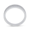 14k White Gold Mens Round Diamond Wedding Brick Inlay Band Ring 1/3 Cttw